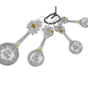 Ganz 4-Piece Zinc Alloy Measuring Spoon Set For Kitchen, Bee Happy